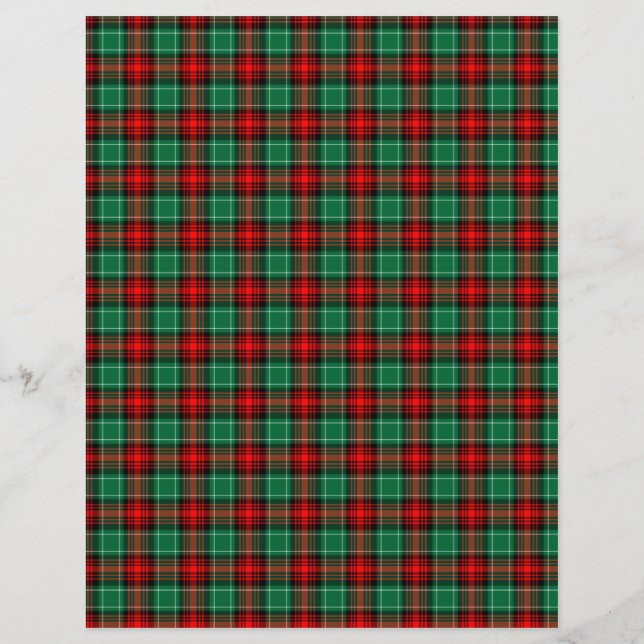 Red Green Plaid Scrapbook Paper Letterhead (Front)
