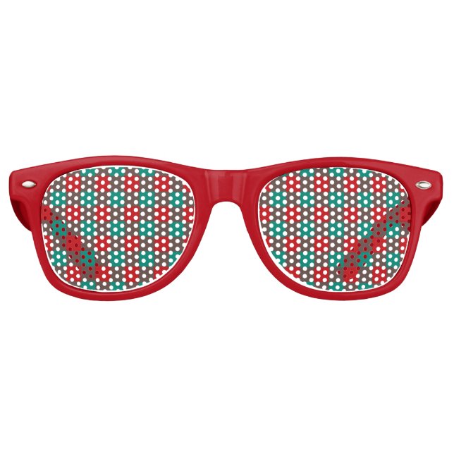 Red Green Plaid Seamless Pattern Retro Sunglasses (Front)