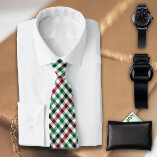 Red Green Plaids Gingham For Him Tie