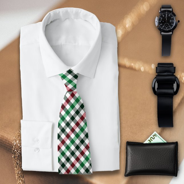 Red Green Plaids Gingham For Him Tie (Creator Uploaded)