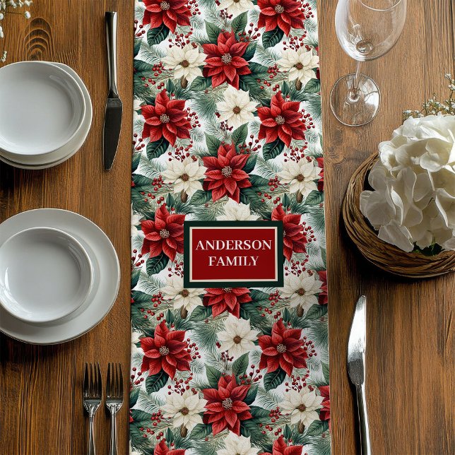 Red Green Poinsettia Runner Traditional Chic Style (Red Green Poinsettia Runner Traditional Chic Style)