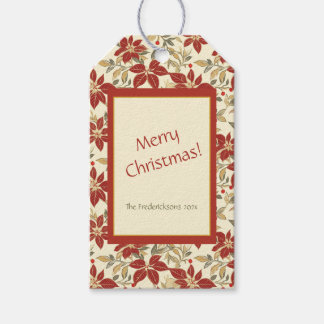 Red Green Poinsettias Vintage Christmas Gift Tags