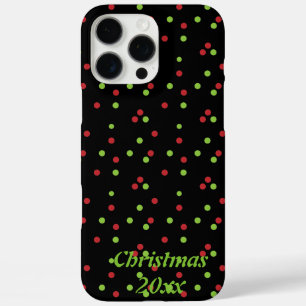 Red & Green Poka-dots on Black Phone Case