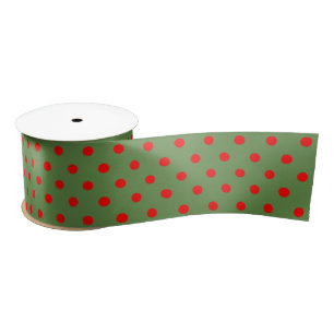 Red Green Polka Dot Christmas Classic Custom Satin Ribbon