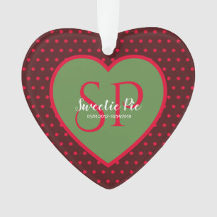 Red & Green Polka Dot Personalised Memorial Heart Ornament