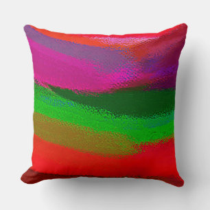 Red Green Purple Abstract Painting Cushion