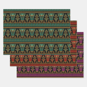 Red, Green, Purple and Gold Art Deco Wrapping Paper Sheet