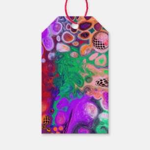 Red, Green, Purple Colourful Digital Fluid Art Gift Tags