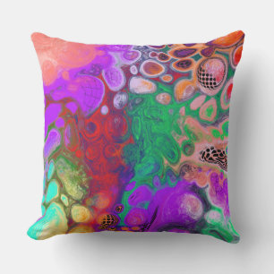 Red, Green Purple Colourful Fluid Art Cushion