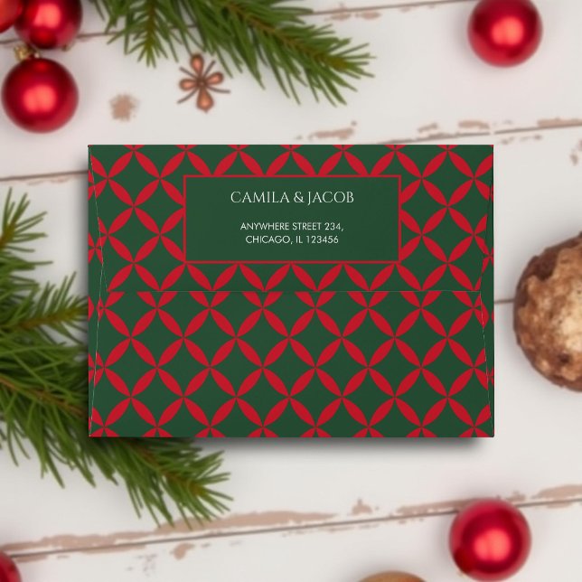 Red Green Retro Mid Century Modern Holiday  Envelope (Creator Uploaded)