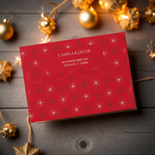 Red Green Retro Mid Century Modern Holiday Envelope