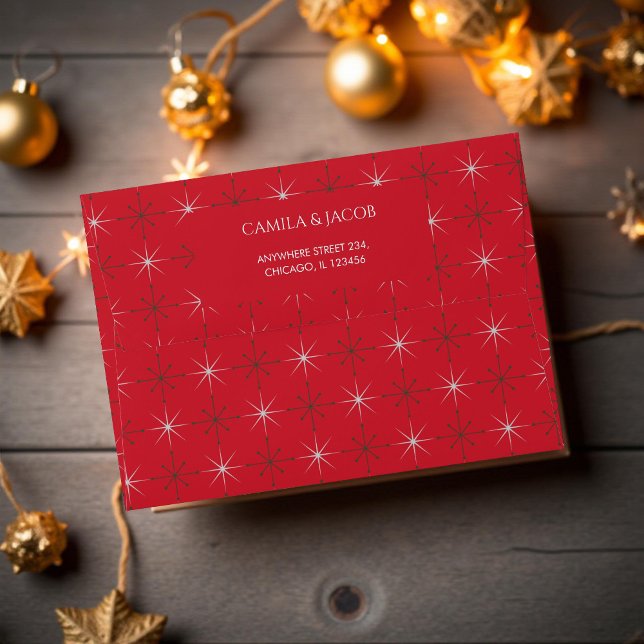 Red Green Retro Mid Century Modern Holiday  Envelope (Creator Uploaded)