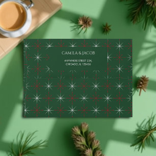 Red Green Retro Mid Century Modern Holiday Envelope