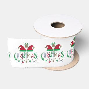 Red Green Santa Hat Christmas Bells Satin Ribbon