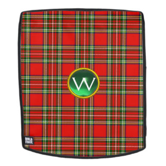 RED GREEN SCOTTISH TARTAN AND GEMSTONE MONOGRAM BACKPACK