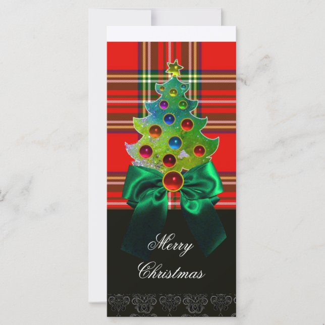 RED GREEN SCOTTISH TARTAN,BOWS AND CHRISTMAS TREE (Front)