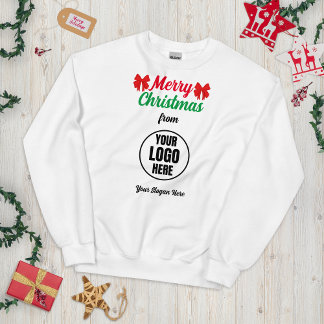 Red & Green Script Merry Christmas Bow Logo Slogan Sweatshirt