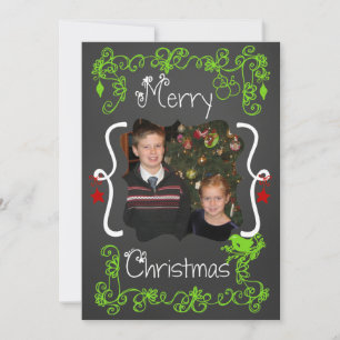 Red/ Green Scrolls Customised Photo Holiday Card