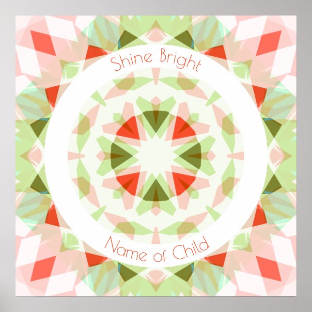 Red Green Shine Bright Star Name Nursery Decor (Front)