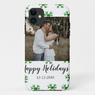 red green snowflakes text photo merry christmas Case-Mate iPhone case