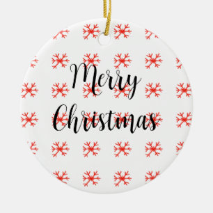 red green snowflakes text photo merry christmas ceramic tree decoration