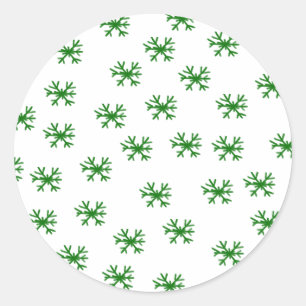 red green snowflakes text photo merry christmas classic round sticker
