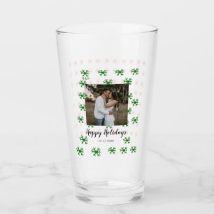 red green snowflakes text photo merry christmas glass
