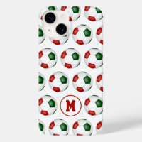 red green soccer balls pattern monogrammed