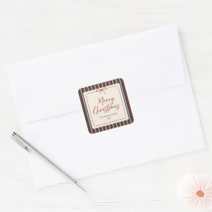 Red & Green Striped Christmas Square Sticker
