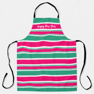 Red -green striped horizontal pattern apron