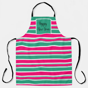 Red -green striped horizontal pattern apron