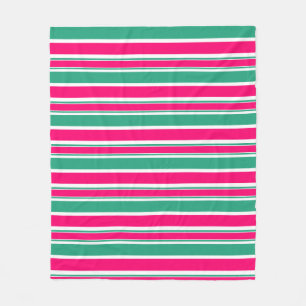Red -green striped horizontal pattern fleece blanket