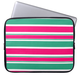 Red -green striped horizontal pattern laptop sleeve