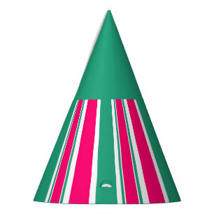 Red -green striped horizontal pattern party hat