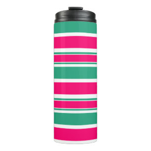 Red -green striped horizontal pattern thermal tumbler