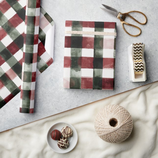 Red Green Stripes Birthday Wrapping Paper (Crafts)