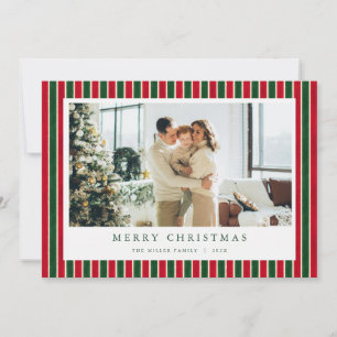 Red Green Stripes Christmas Photo Holiday Card 