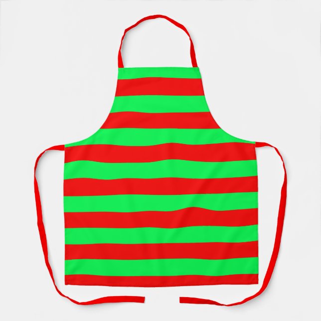 Red Green Stripes Design Apron (Front)