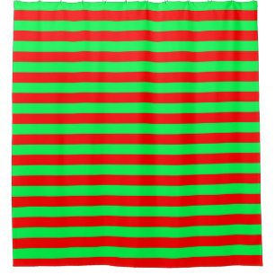 Red Green Stripes Design Shower Curtain