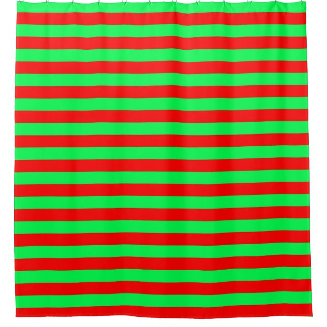 Red Green Stripes Design Shower Curtain (Front)