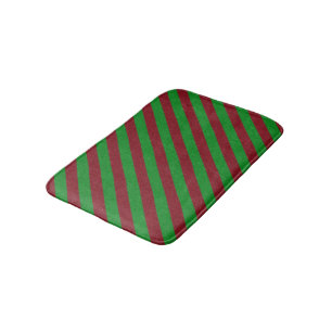 Red & Green Stripes Glitter Bath Mat