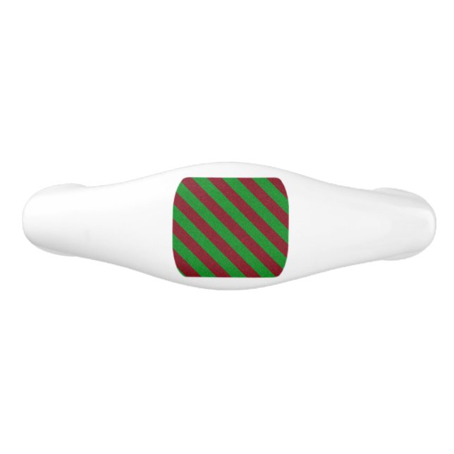 Red & Green Stripes Glitter Ceramic Drawer Pull (Front)