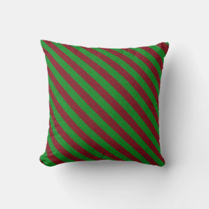 Red & Green Stripes Glitter Cushion