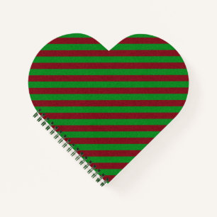 Red & Green Stripes Glitter Notebook