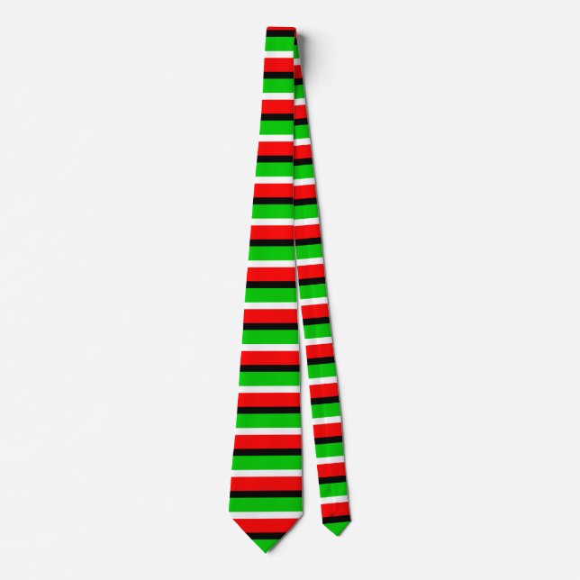 Red Green Stripes Pattern Design Tie (Front)