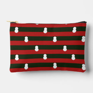 Red Green Stripes Snowman Minimalistic Christmas Accessory Pouch