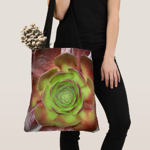 Red Green Succulent Plant Tote Bag