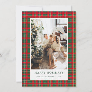Red & Green Tartan Christmas Photo Holiday Card