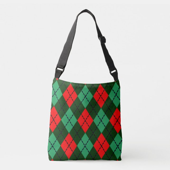 Red green tartan hand bag (Front)