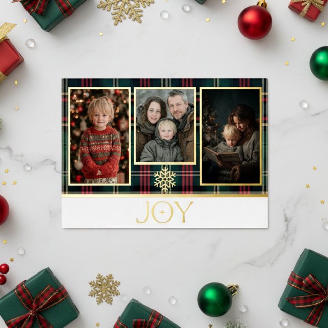 Red & Green Tartan Plaid Christmas Joy Photo (Creator Uploaded)